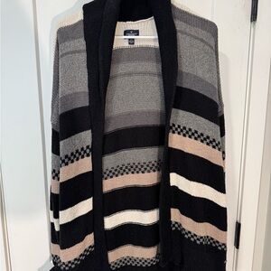 American Eagle Outfitters Black and Gray Striped Cardigan